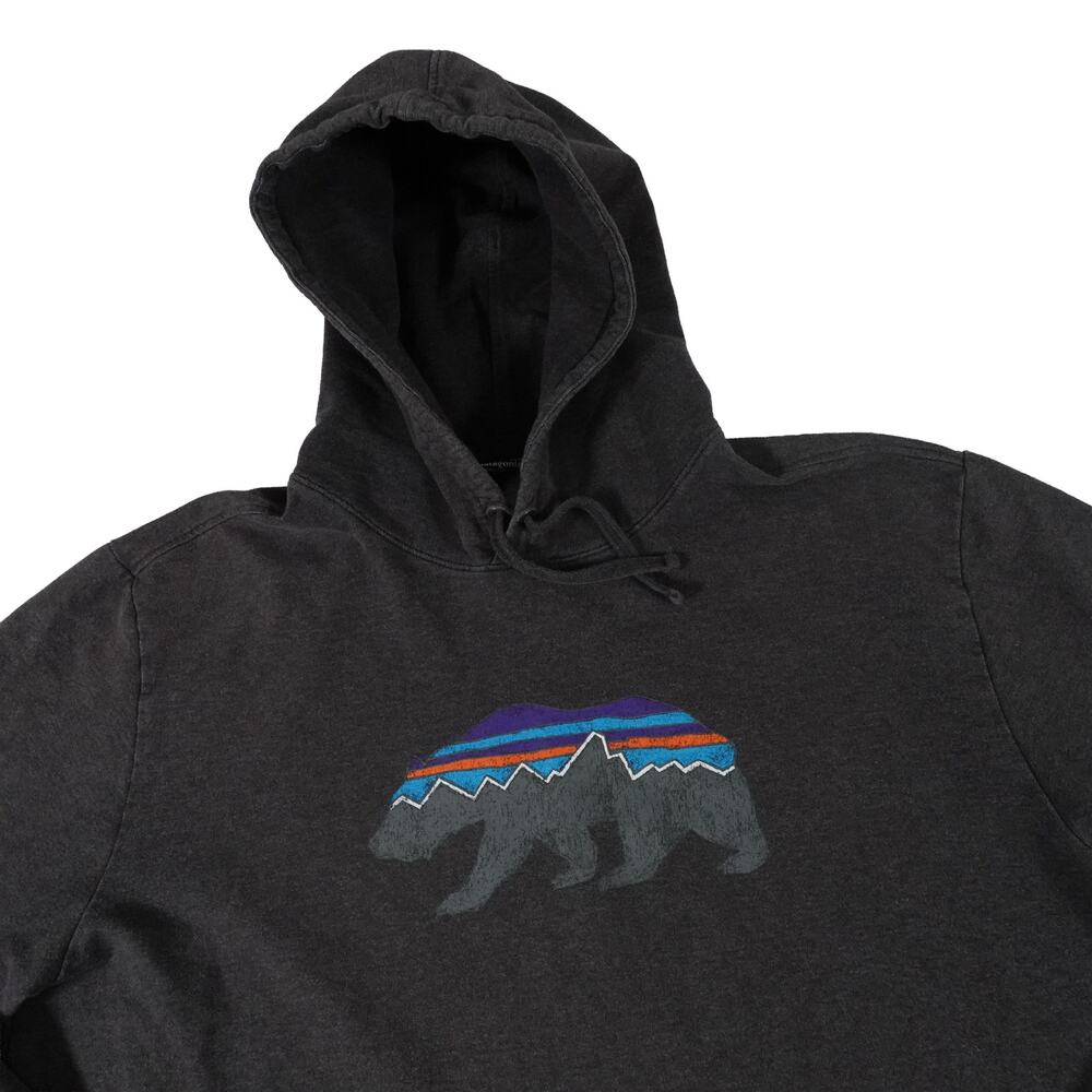 Patagonia Organic Cotton Bear Kangaroo Pouch Gray Hoodie Men's XL